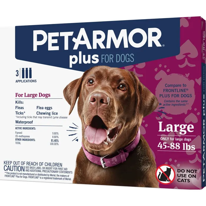 PetArmor+ Flea & Tick Squeeze On Dog 45-88# 3ct