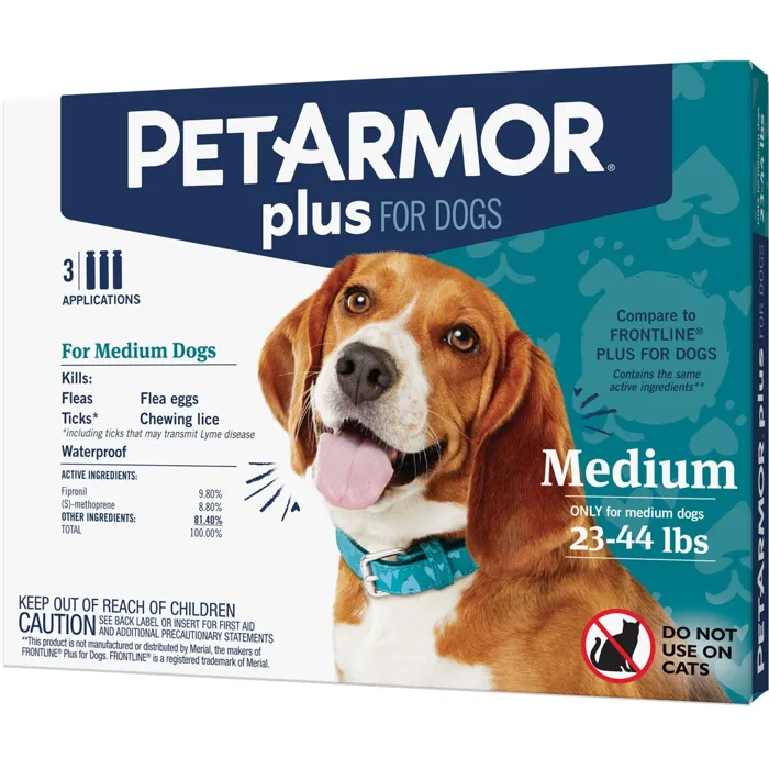 PetArmor+ Flea & Tick Squeeze On Dog 23-44# 3ct